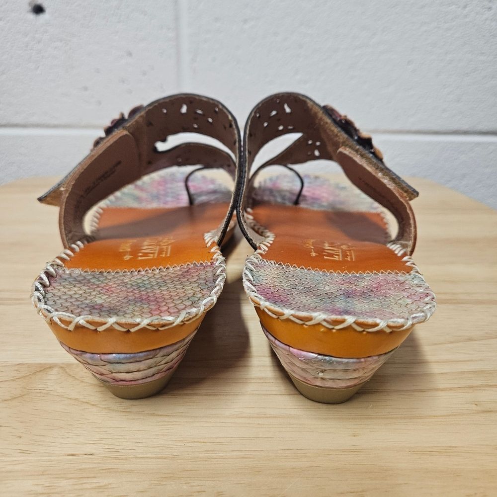Spring Step L'Artiste Vardi women’s Leather Floral Sandals wedge comfort size 9 - Picture 5 of 12